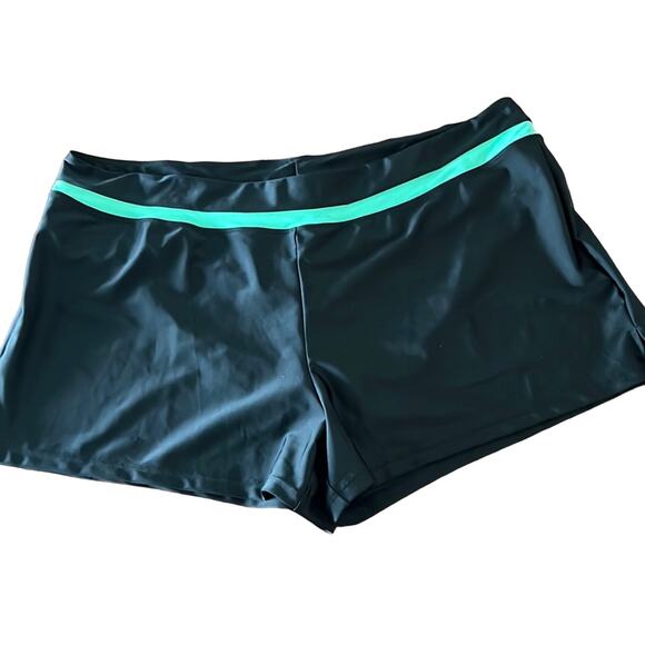 ZeroXPosur  Black Swimsuit Bottoms Shorts Woman XXL Green Band - Picture 1 of 7